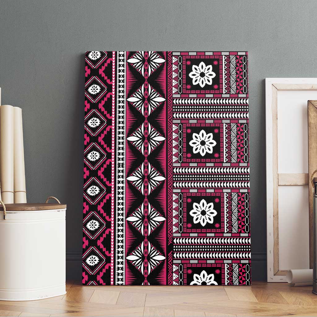 Fiji Masi Tapa Pattern Pink Canvas Wall Art LT01 - Polynesian Pride