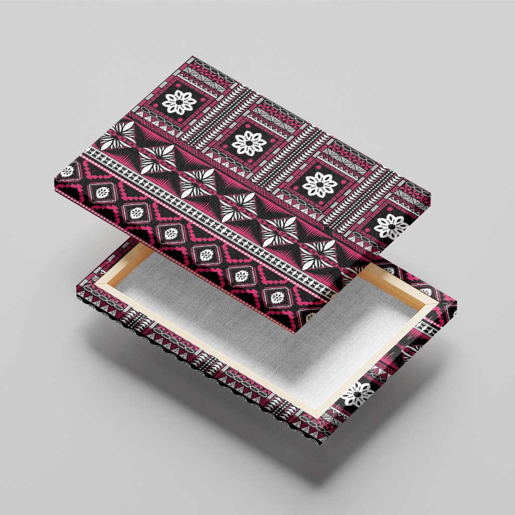 Fiji Masi Tapa Pattern Pink Canvas Wall Art LT01 - Polynesian Pride