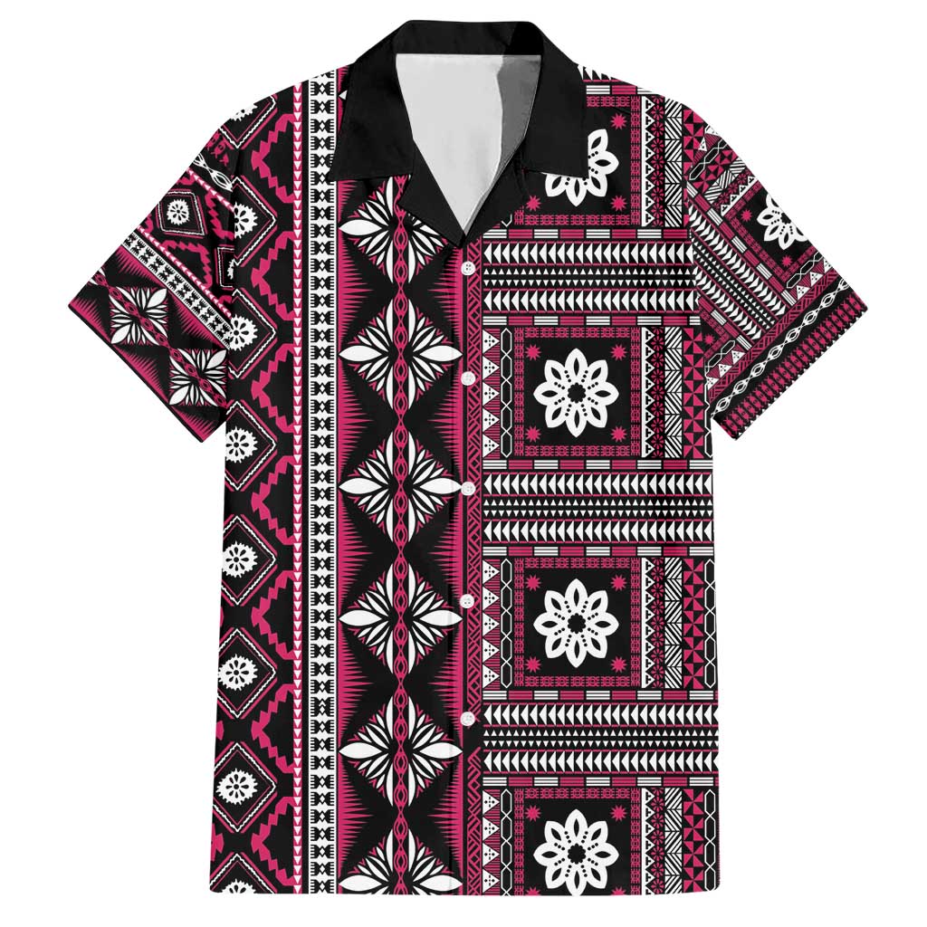Fiji Masi Tapa Pattern Pink Hawaiian Shirt LT01 Pink - Polynesian Pride