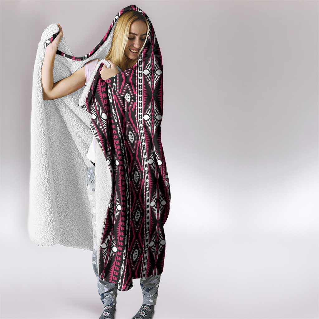 Fiji Masi Tapa Pattern Pink Hooded Blanket LT01 - Polynesian Pride