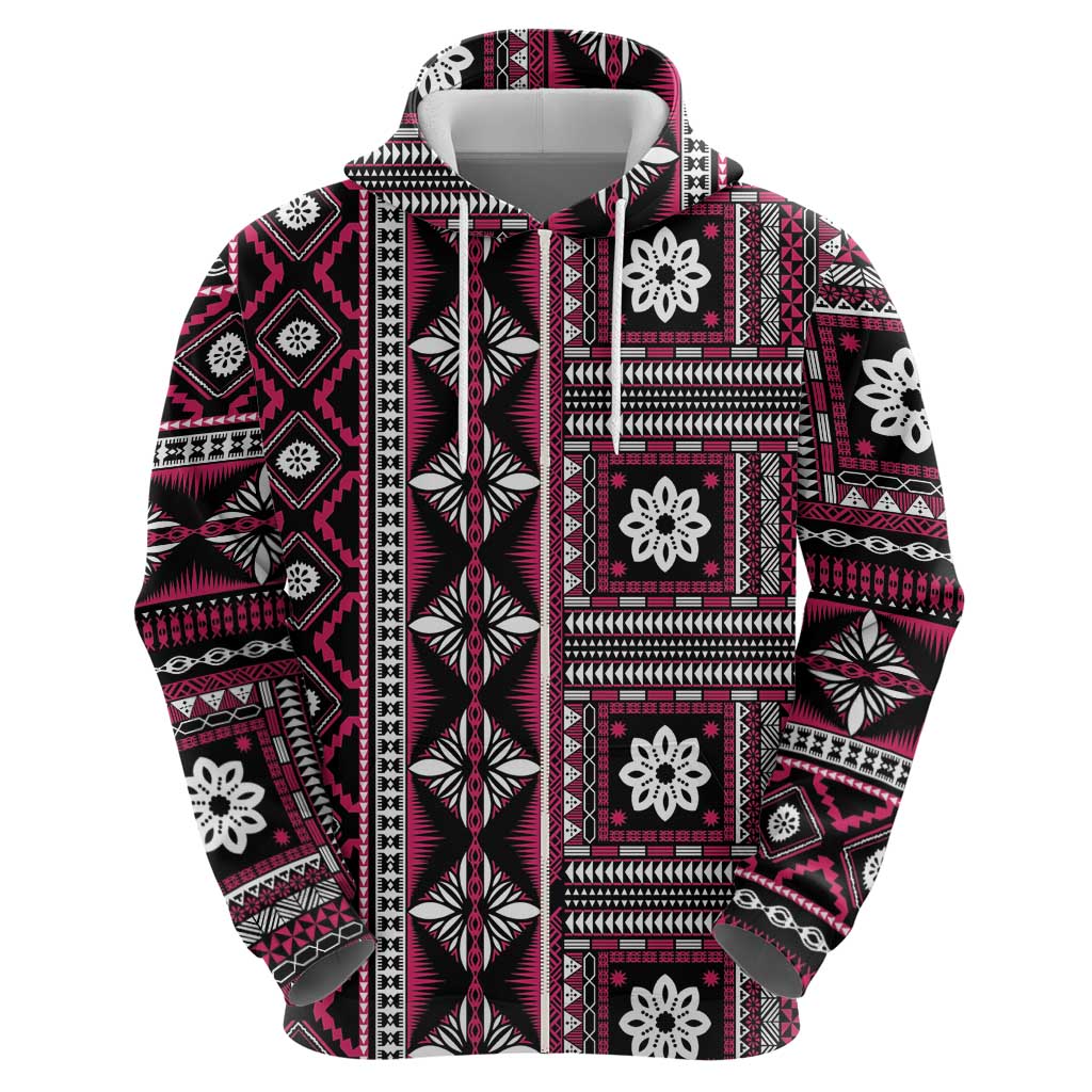 Fiji Masi Tapa Pattern Pink Hoodie LT01 - Polynesian Pride
