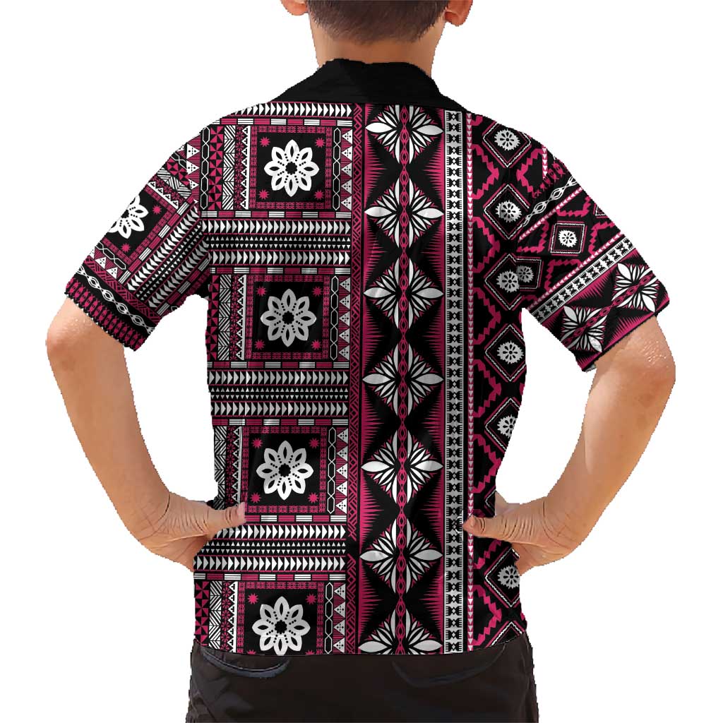 Fiji Masi Tapa Pattern Pink Kid Hawaiian Shirt LT01 - Polynesian Pride