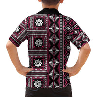 Fiji Masi Tapa Pattern Pink Kid Hawaiian Shirt LT01 - Polynesian Pride