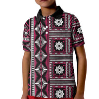 Fiji Masi Tapa Pattern Pink Kid Polo Shirt LT01 Kid Pink - Polynesian Pride