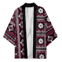 Fiji Masi Tapa Pattern Pink Kimono LT01 Unisex Pink - Polynesian Pride