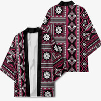 Fiji Masi Tapa Pattern Pink Kimono LT01 - Polynesian Pride
