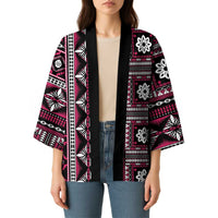 Fiji Masi Tapa Pattern Pink Kimono LT01 - Polynesian Pride