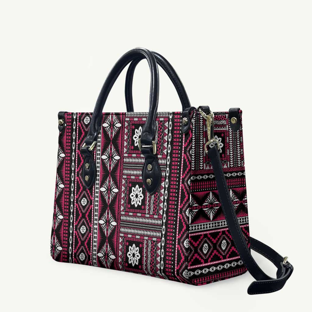 Fiji Masi Tapa Pattern Pink Leather Bag LT01 Pink - Polynesian Pride
