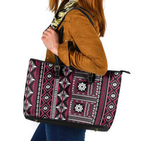 Fiji Masi Tapa Pattern Pink Leather Tote Bag LT01 Pink - Polynesian Pride