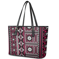 Fiji Masi Tapa Pattern Pink Leather Tote Bag LT01 - Polynesian Pride