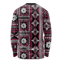 Fiji Masi Tapa Pattern Pink Long Sleeve Shirt LT01 - Polynesian Pride