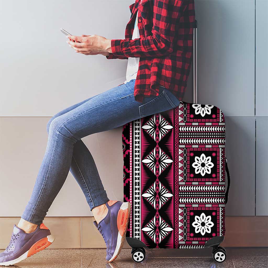 Fiji Masi Tapa Pattern Pink Luggage Cover LT01 - Polynesian Pride