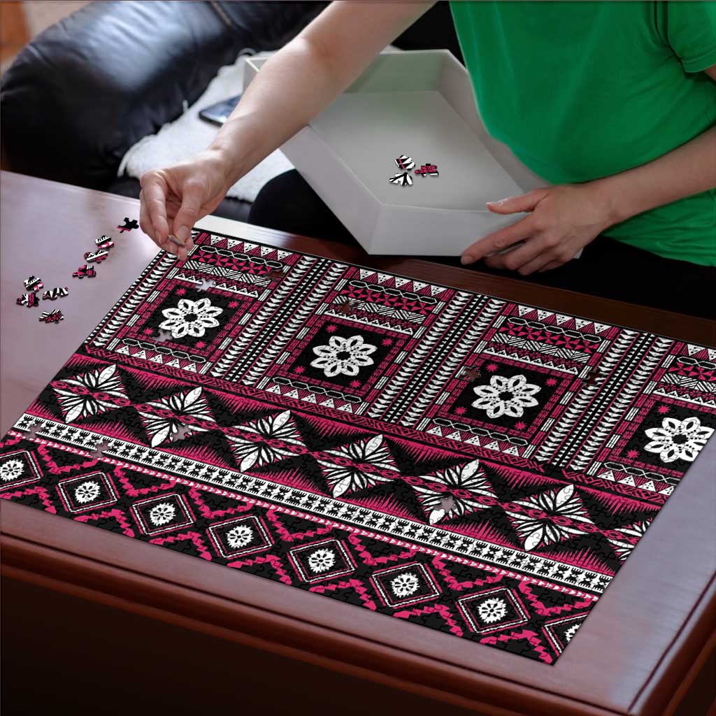 Fiji Masi Tapa Pattern Pink Puzzle LT01 - Polynesian Pride