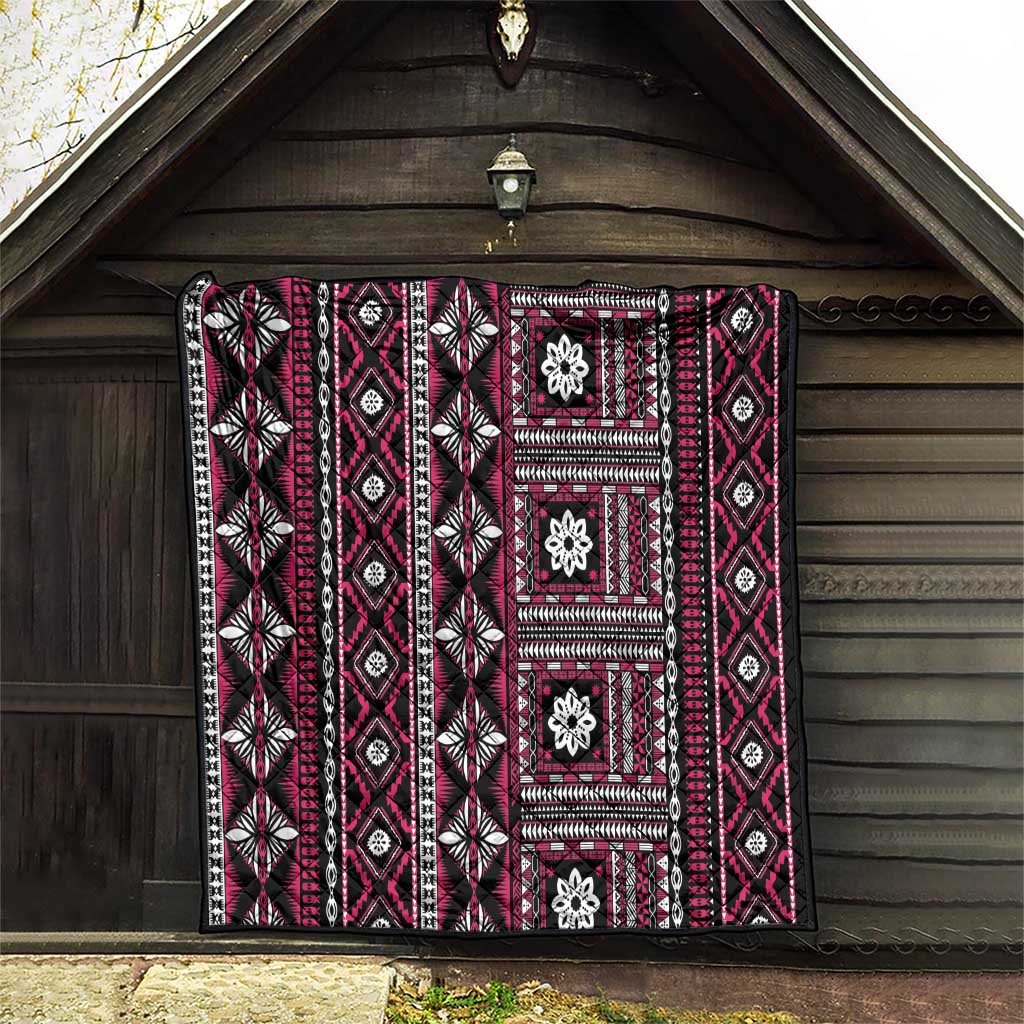 Fiji Masi Tapa Pattern Pink Quilt LT01 - Polynesian Pride