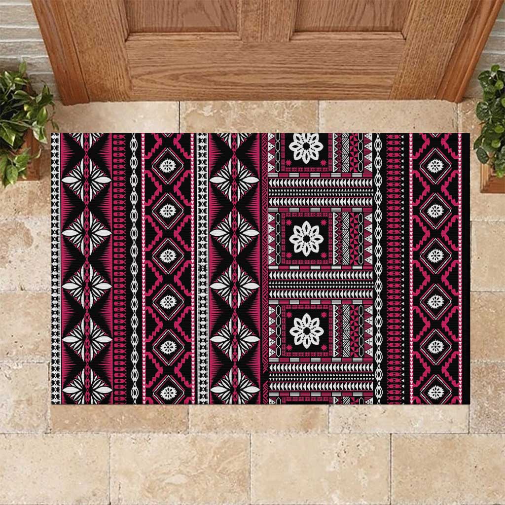 Fiji Masi Tapa Pattern Pink Rubber Doormat LT01 Pink - Polynesian Pride