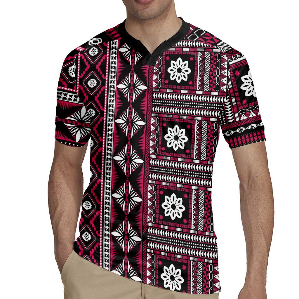 Fiji Masi Tapa Pattern Pink Rugby Jersey LT01 - Polynesian Pride