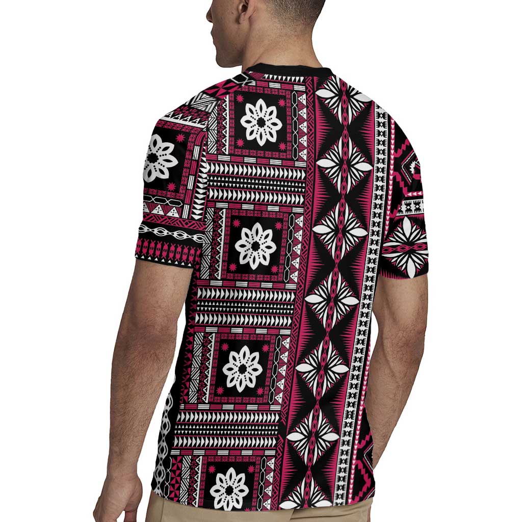 Fiji Masi Tapa Pattern Pink Rugby Jersey LT01 - Polynesian Pride