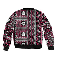 Fiji Masi Tapa Pattern Pink Sleeve Zip Bomber Jacket LT01 - Polynesian Pride