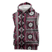 Fiji Masi Tapa Pattern Pink Sleeveless Hoodie LT01 Pink - Polynesian Pride