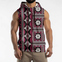 Fiji Masi Tapa Pattern Pink Sleeveless Hoodie LT01 - Polynesian Pride