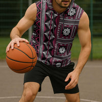 Fiji Masi Tapa Pattern Pink Sleeveless Hoodie LT01 - Polynesian Pride