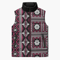 Fiji Masi Tapa Pattern Pink Sleeveless Puffer Jacket LT01 Unisex Pink - Polynesian Pride