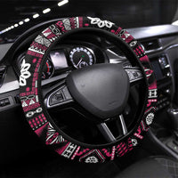 Fiji Masi Tapa Pattern Pink Steering Wheel Cover LT01 Universal Fit Pink - Polynesian Pride