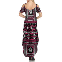 Fiji Masi Tapa Pattern Pink Summer Maxi Dress LT01 - Polynesian Pride