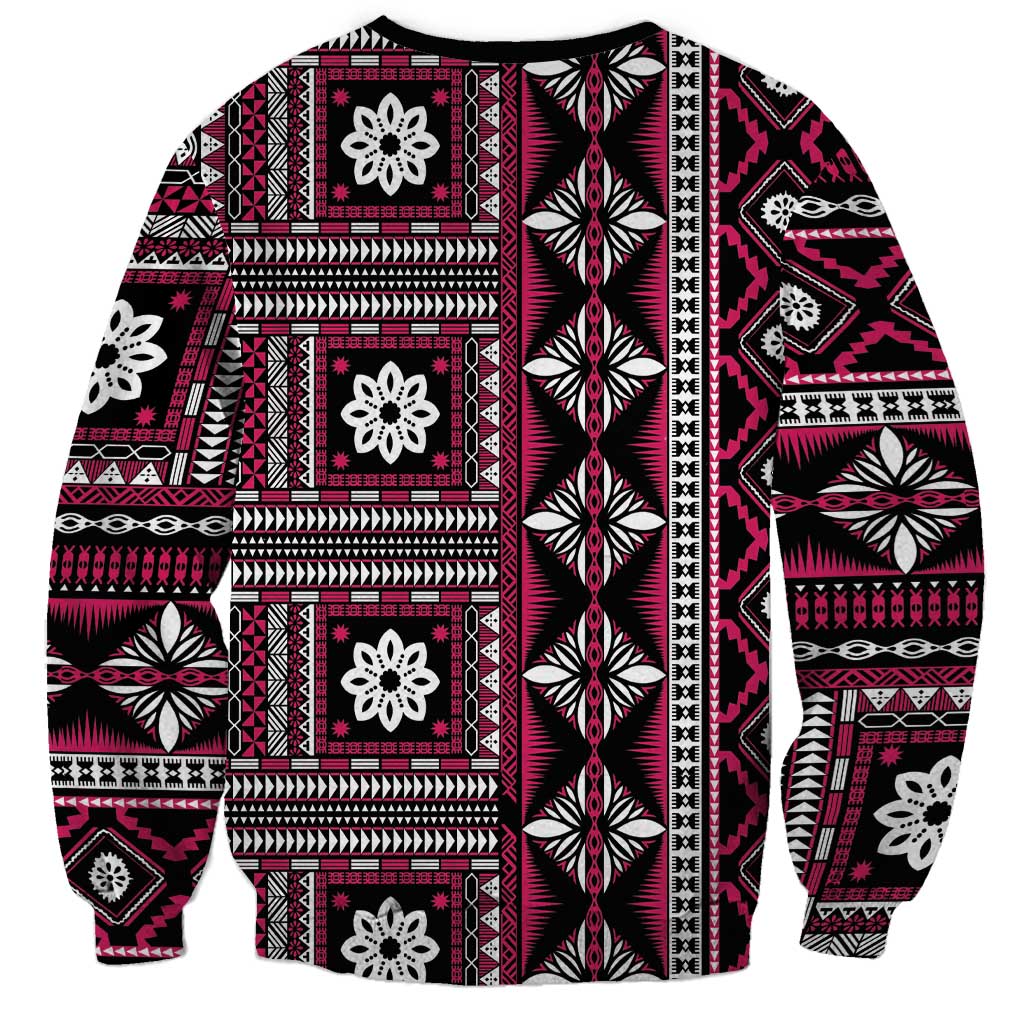 Fiji Masi Tapa Pattern Pink Sweatshirt LT01 - Polynesian Pride