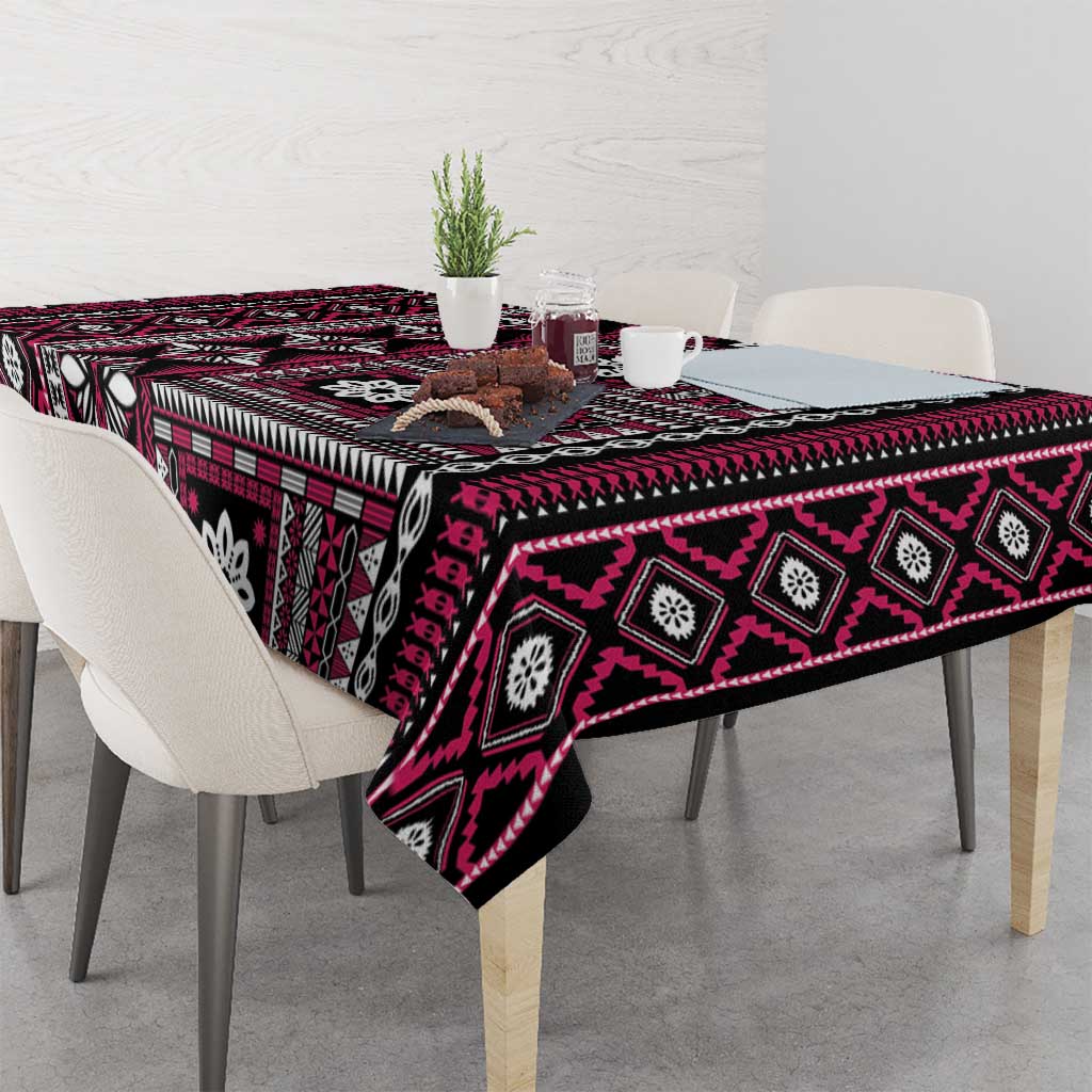 Fiji Masi Tapa Pattern Pink Tablecloth LT01 - Polynesian Pride