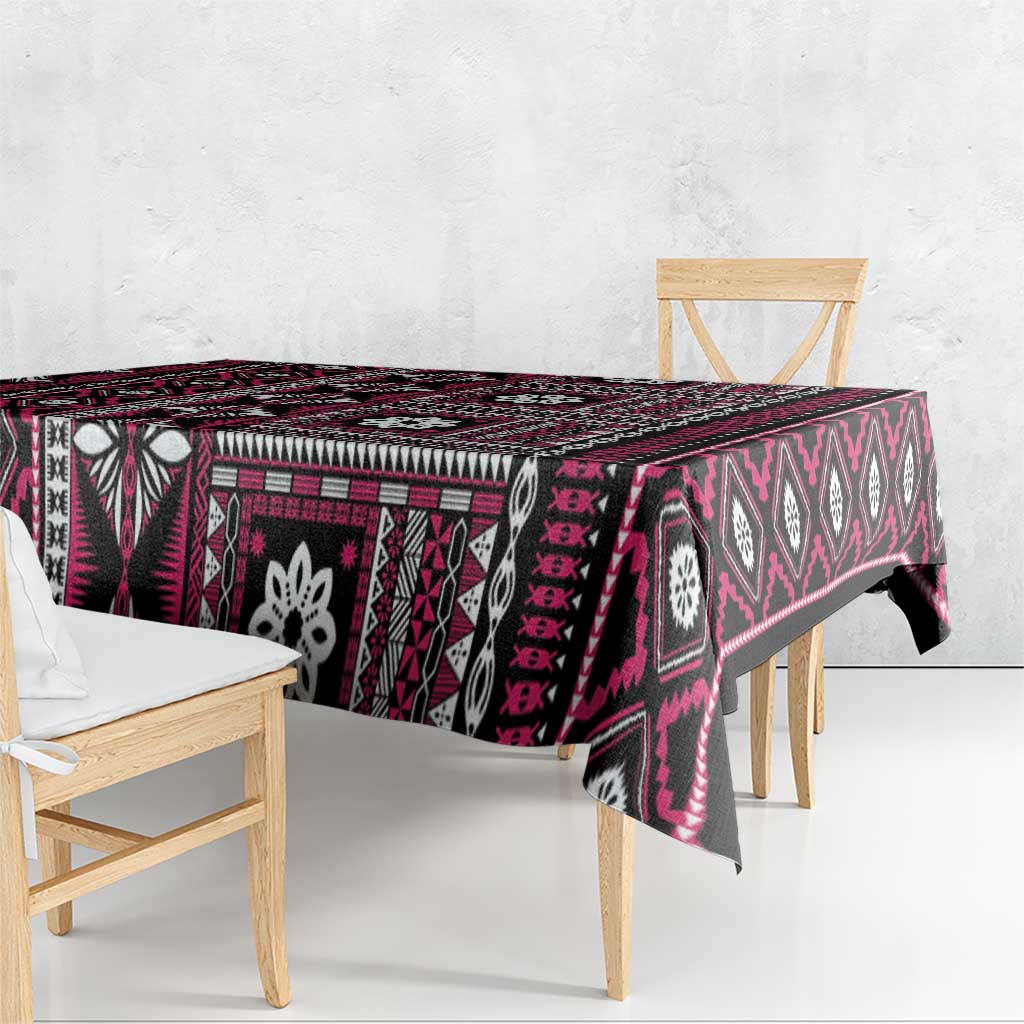 Fiji Masi Tapa Pattern Pink Tablecloth LT01 - Polynesian Pride