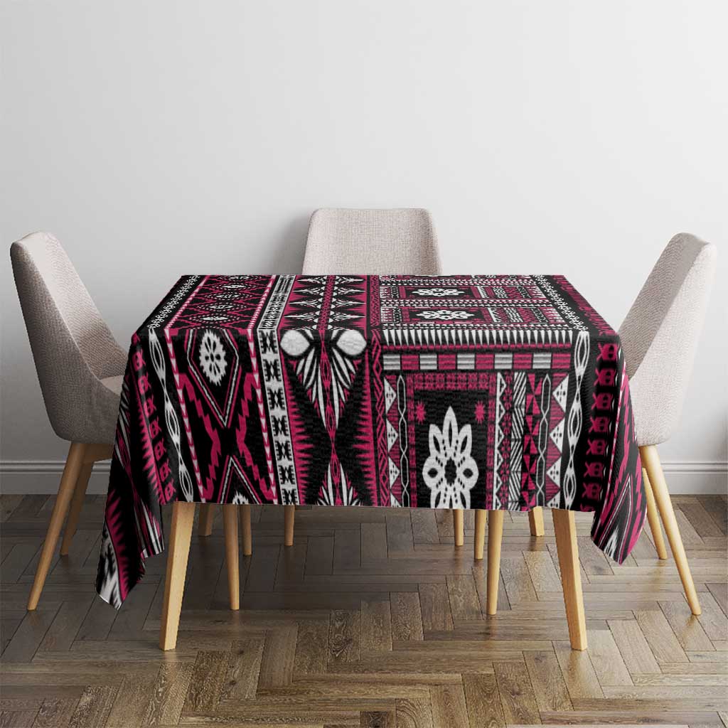 Fiji Masi Tapa Pattern Pink Tablecloth LT01 - Polynesian Pride