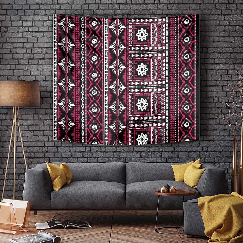 Fiji Masi Tapa Pattern Pink Tapestry LT01 Pink - Polynesian Pride