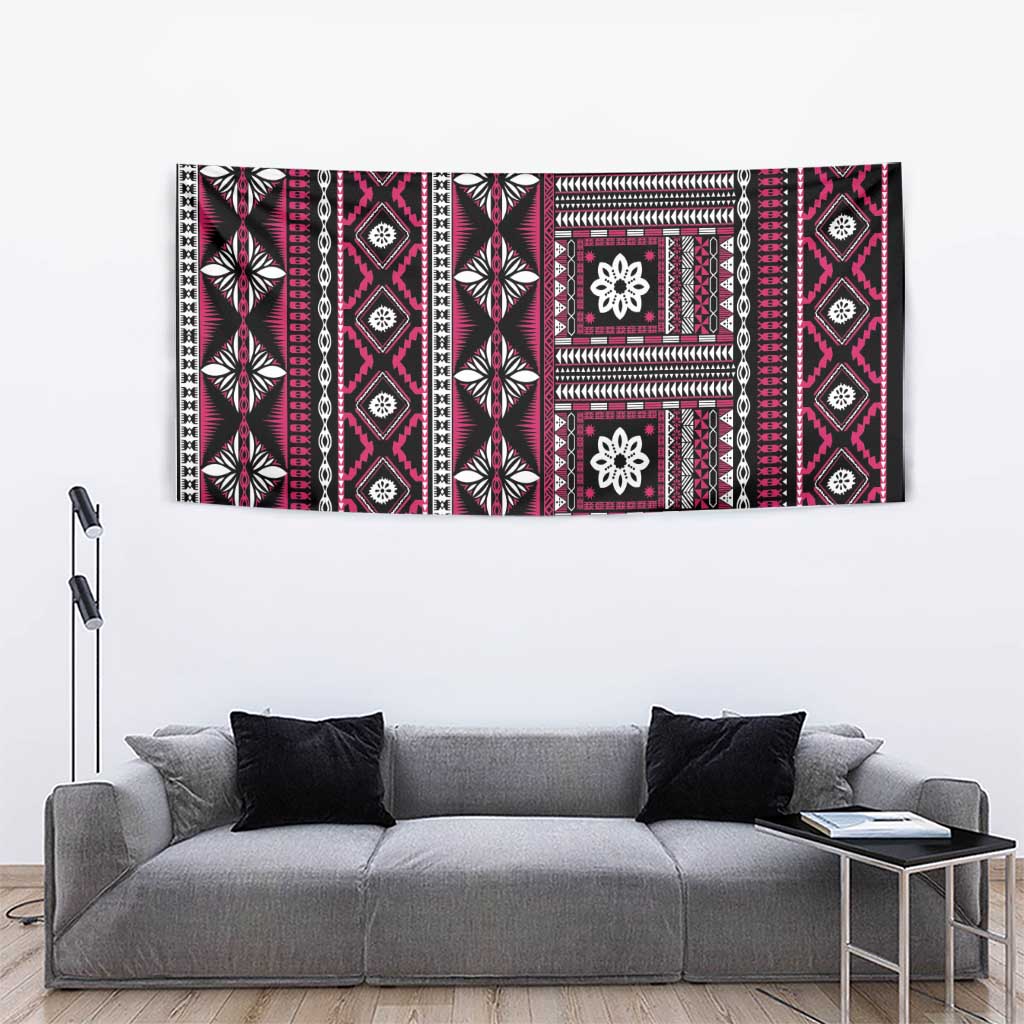 Fiji Masi Tapa Pattern Pink Tapestry LT01 - Polynesian Pride