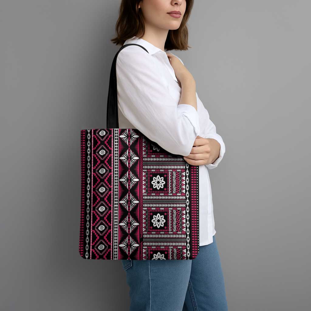 Fiji Masi Tapa Pattern Pink Tote Bag LT01 - Polynesian Pride