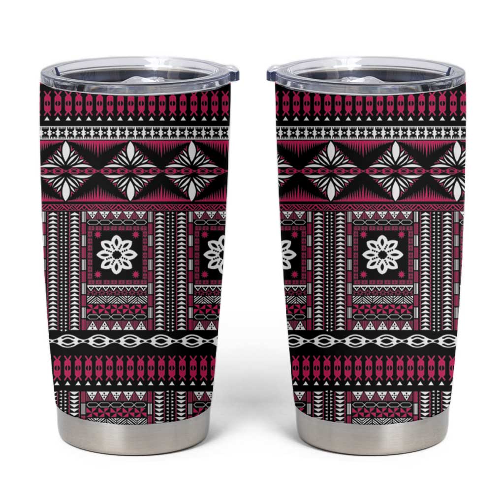 Fiji Masi Tapa Pattern Pink Tumbler Cup LT01 Pink - Polynesian Pride