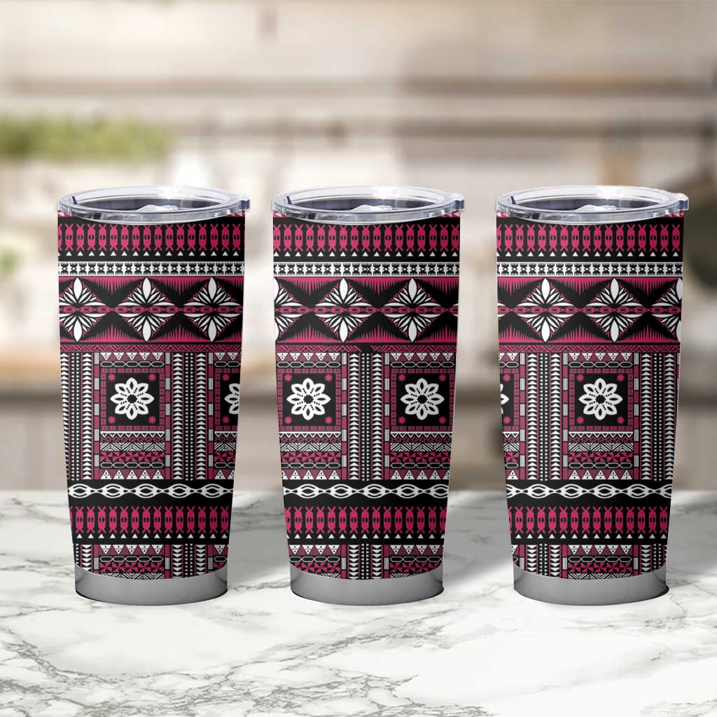 Fiji Masi Tapa Pattern Pink Tumbler Cup LT01 - Polynesian Pride