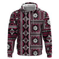 Fiji Masi Tapa Pattern Pink Zip Hoodie LT01 Zip Hoodie Pink - Polynesian Pride