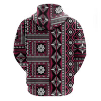 Fiji Masi Tapa Pattern Pink Zip Hoodie LT01 - Polynesian Pride