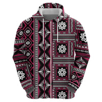 Fiji Masi Tapa Pattern Pink Zip Hoodie LT01 - Polynesian Pride