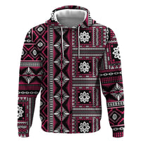 Fiji Masi Tapa Pattern Pink Zip Hoodie LT01 Pullover Hoodie Pink - Polynesian Pride