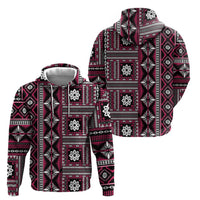 Fiji Masi Tapa Pattern Pink Zip Hoodie LT01 - Polynesian Pride