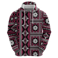 Fiji Masi Tapa Pattern Pink Zip Hoodie LT01 - Polynesian Pride