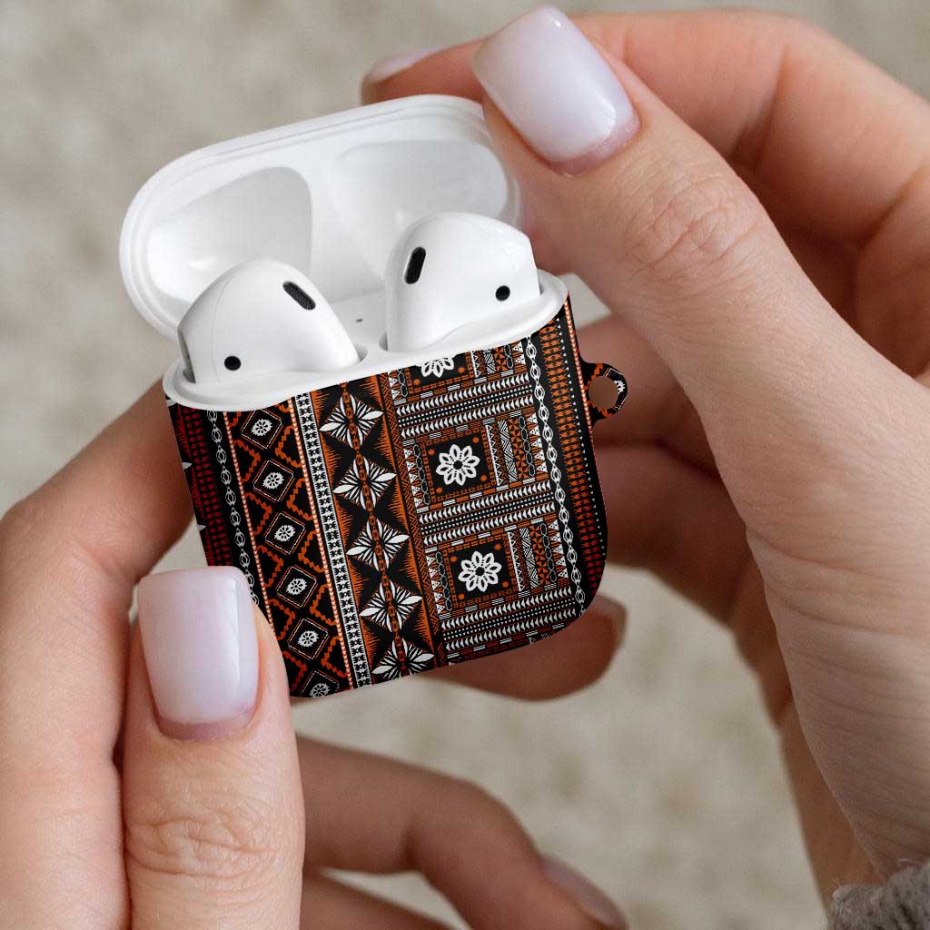 Fiji Masi Tapa Pattern Orange AirPods Case LT01 - Polynesian Pride