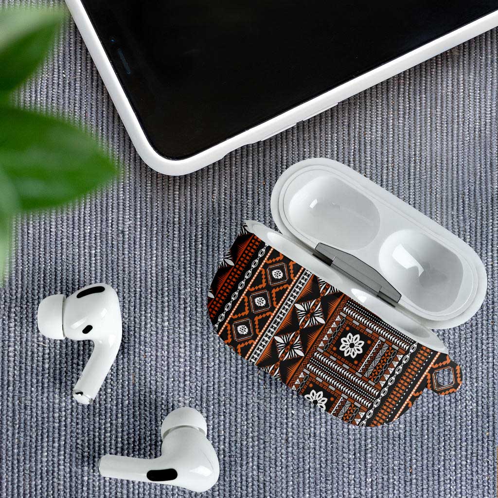 Fiji Masi Tapa Pattern Orange AirPods Case LT01 - Polynesian Pride
