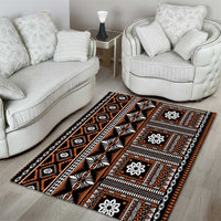 Fiji Masi Tapa Pattern Orange Area Rug LT01 - Polynesian Pride