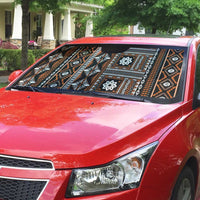 Fiji Masi Tapa Pattern Orange Auto Sun Shade LT01 - Polynesian Pride