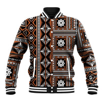 Fiji Masi Tapa Pattern Orange Baseball Jacket LT01 Unisex Orange - Polynesian Pride