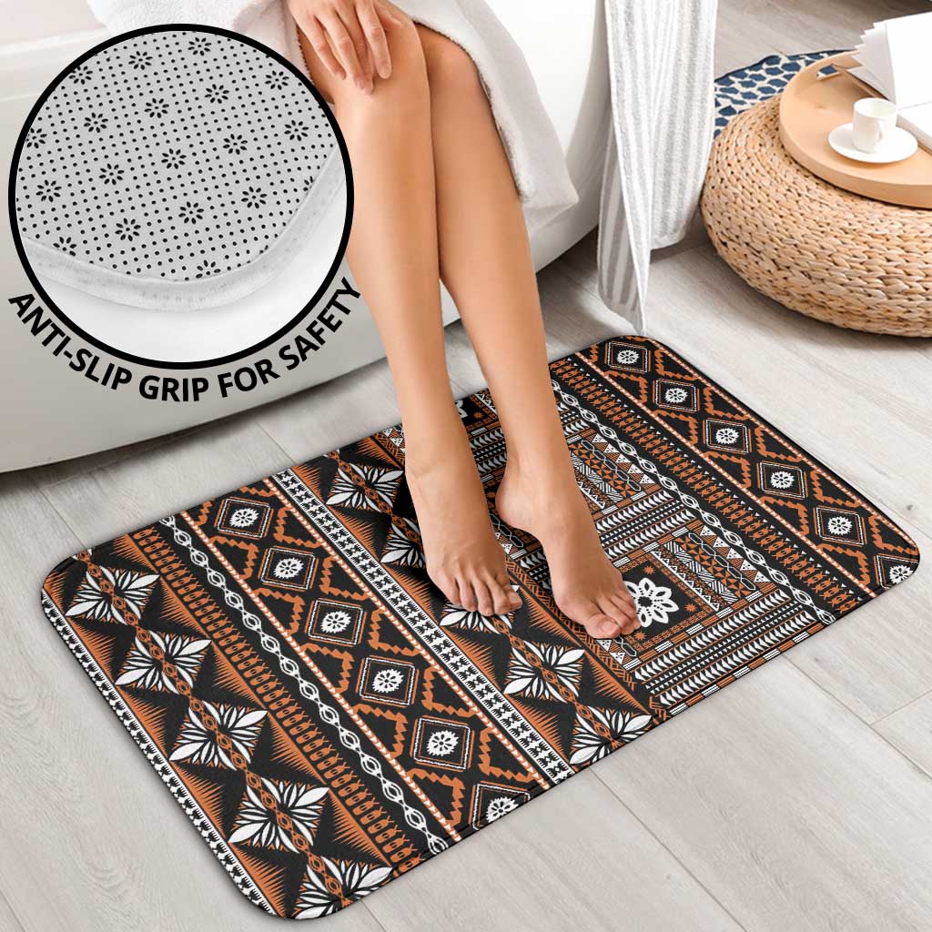 Fiji Masi Tapa Pattern Orange Bathroom Set LT01 - Polynesian Pride