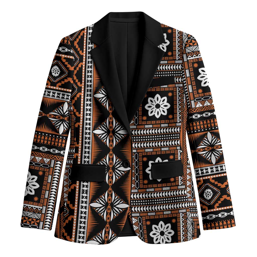 Fiji Masi Tapa Pattern Orange Blazer LT01 Unisex Orange - Polynesian Pride